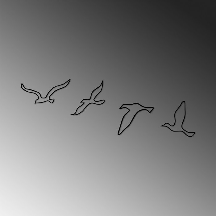 Wallity Birds - 486 Escultura de Pared de Metal Negra
